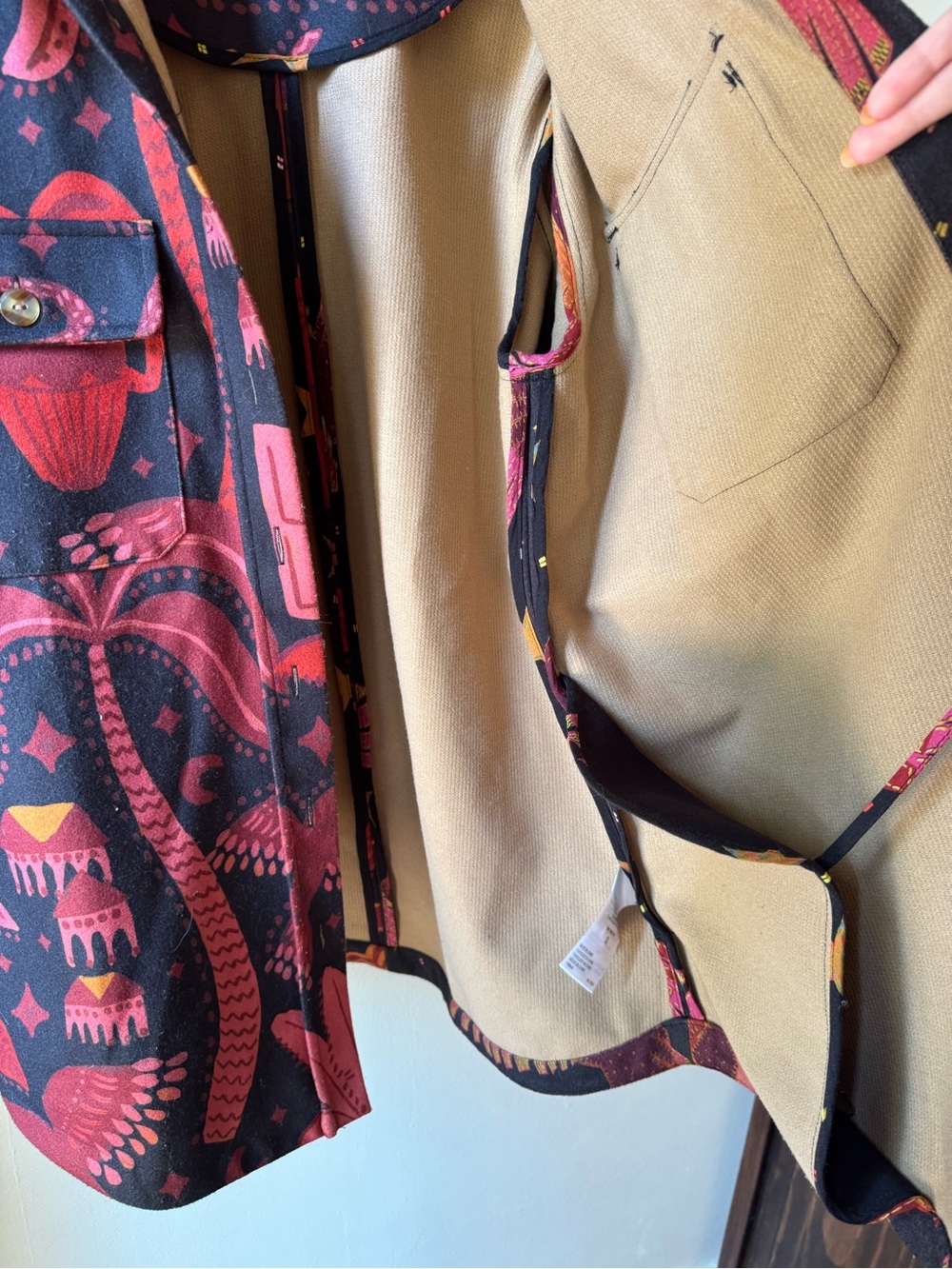 FARM Rio Navy Jacket with Pink and Coral Bird Print - Picture 7 of 10